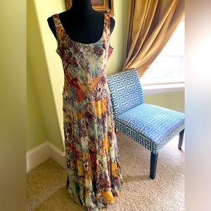 Kasper size 8 bohemian y2k multicolored maxi dress EUC